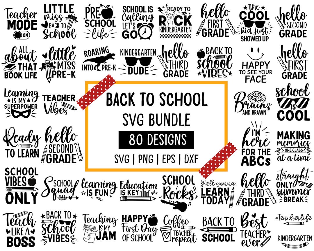 Back to School SVG Bundle: 80 Designs (digital Download) - Etsy