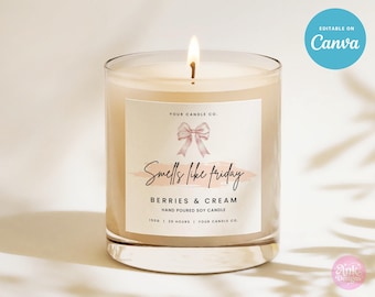 Editable Candle Label Template: Pink Coquette Design (Digital Download)