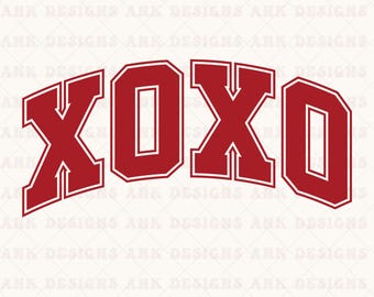 XOXO SVG: Retro Varsity Design (Digital Download)