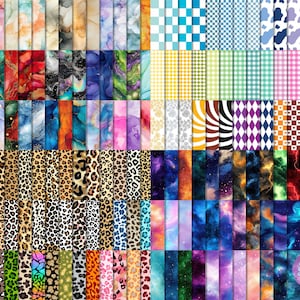 May include: A collection of patterned digital papers in various designs. The papers feature watercolor, galaxy, animal print, and geometric patterns. Colors include blue, pink, green, orange, and purple. The image also includes the text "Ank Designs".