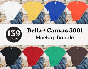 Bella Canvas 3001 T-shirt Flat Lay Mockup Bundle: 139 Colors (Digital Download)
