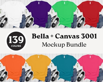 Bella Canvas 3001 T-shirt Flat Lay Mockup Bundle: 139 Colors (Digital Download)