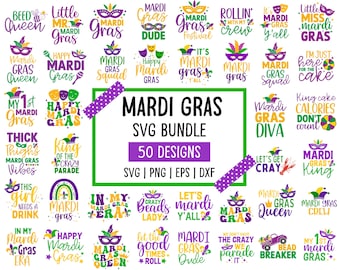 Mardi Gras SVG Bundle: 50 Carnival Shirt Designs (Digital Download)
