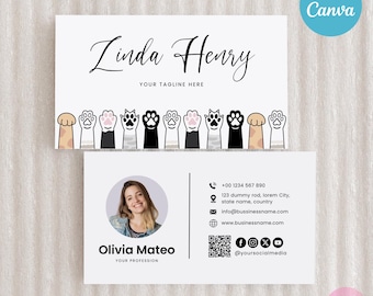 Editable Photo Business Card Template: Pet Theme Design (Digital Download)