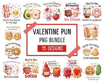 Valentine Pun Shirt PNG Bundle: 15 Sublimation Designs (Digital Download)