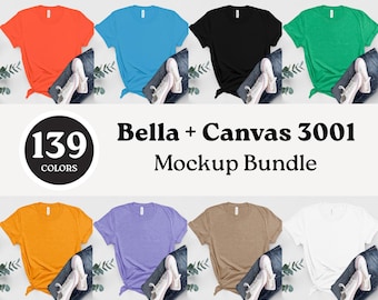 Bella Canvas 3001 T-shirt Flat Lay Mockup Bundle: 139 Colors (Digital Download)