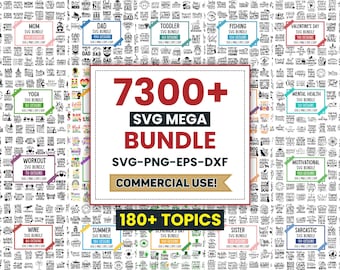 7300+ Mega SVG-bundel: T-shirtontwerpen, gesneden bestanden (digitale download)