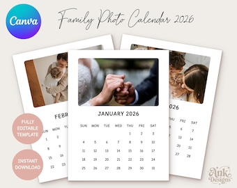 2026 Family Photo Calendar Template: Custom Calendar (Digital Download)