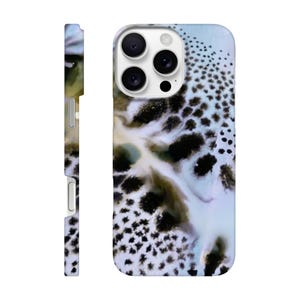 funky animal print phone case, blue leopard print iPhone 16 Pro Max, 15 Plus, 14, 13