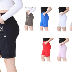 Damen Damen Schlicht Stretch Fit Pull-On Elastische Taille Sommer Kurze Hose Übergröße UK 10-20