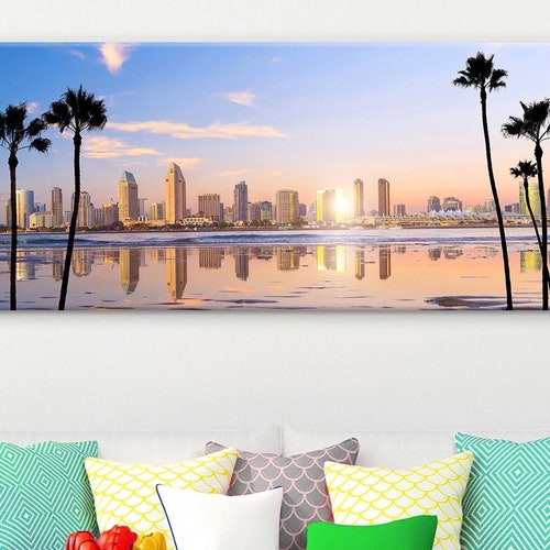 San Diego Skyline on Canvas Large Wall Art San Diego Print Etsy