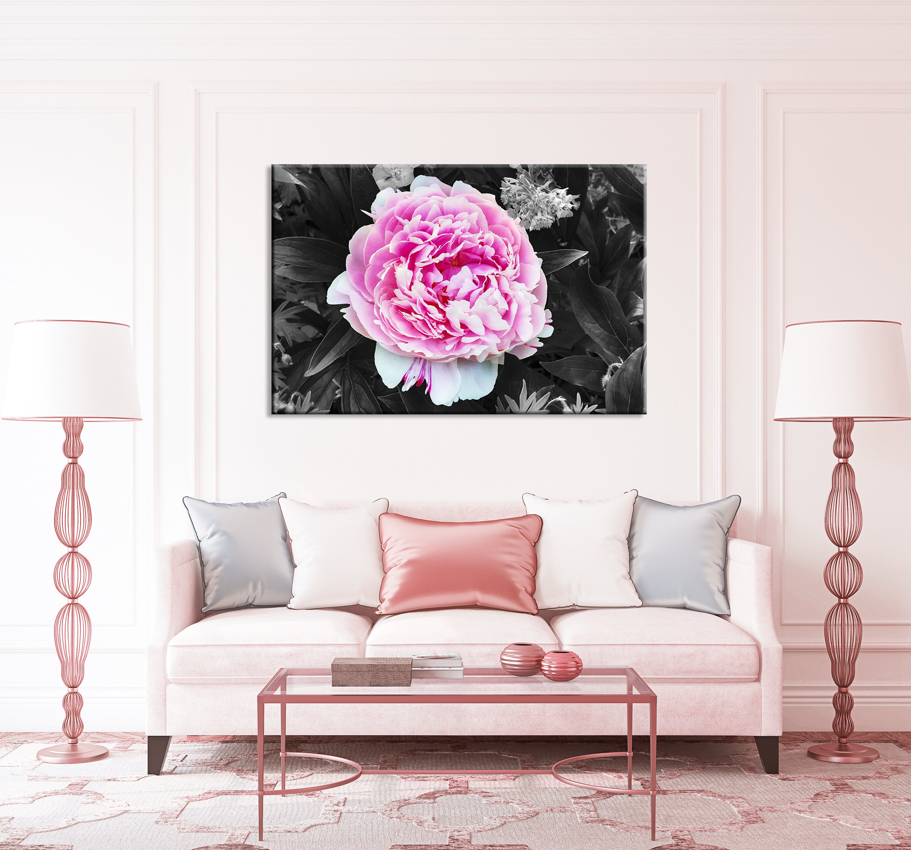 Pink Peony Wall Art Peony Painting Peony Canvas Art Peony Wall Etsy