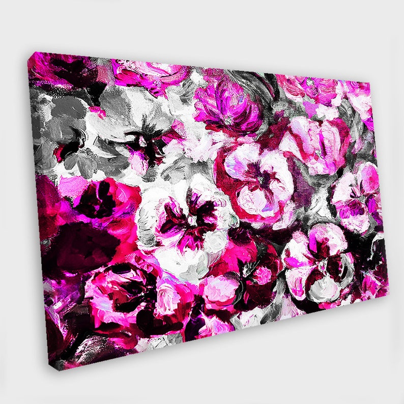 Pink Flower Canvas Art Abstract Painting Canvas Wall Art Etsy