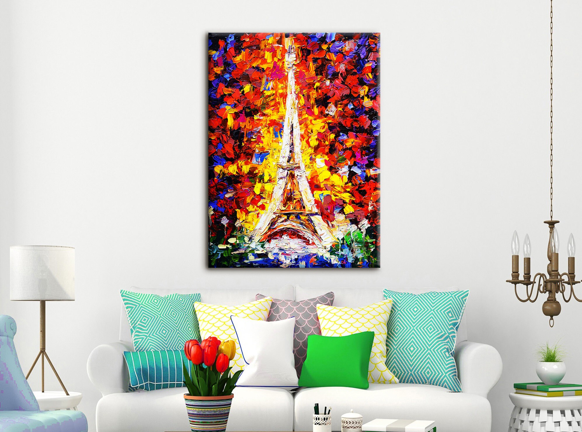 Eiffel Tower Wall Art Abstract Canvas Art Eiffel Tower Print Etsy