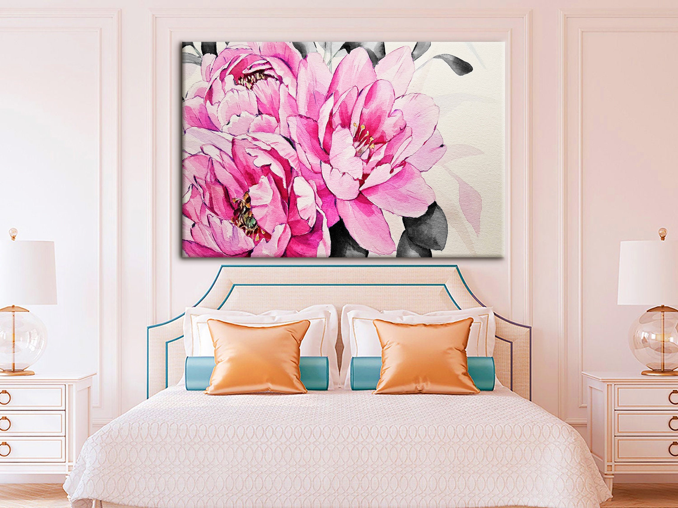 Peony Oil Painting Peony Canvas Art Peony Wall Art Peony Wall Etsy
