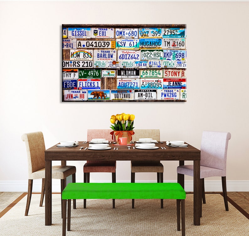License Plates Canvas Wall Art Car License Plates Decor Etsy