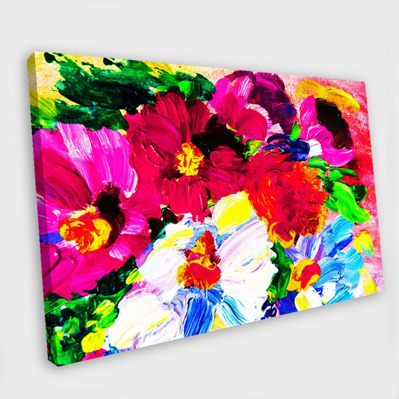 Flower Painting Flower Canvas Art Abstract Painting Flower | Etsy