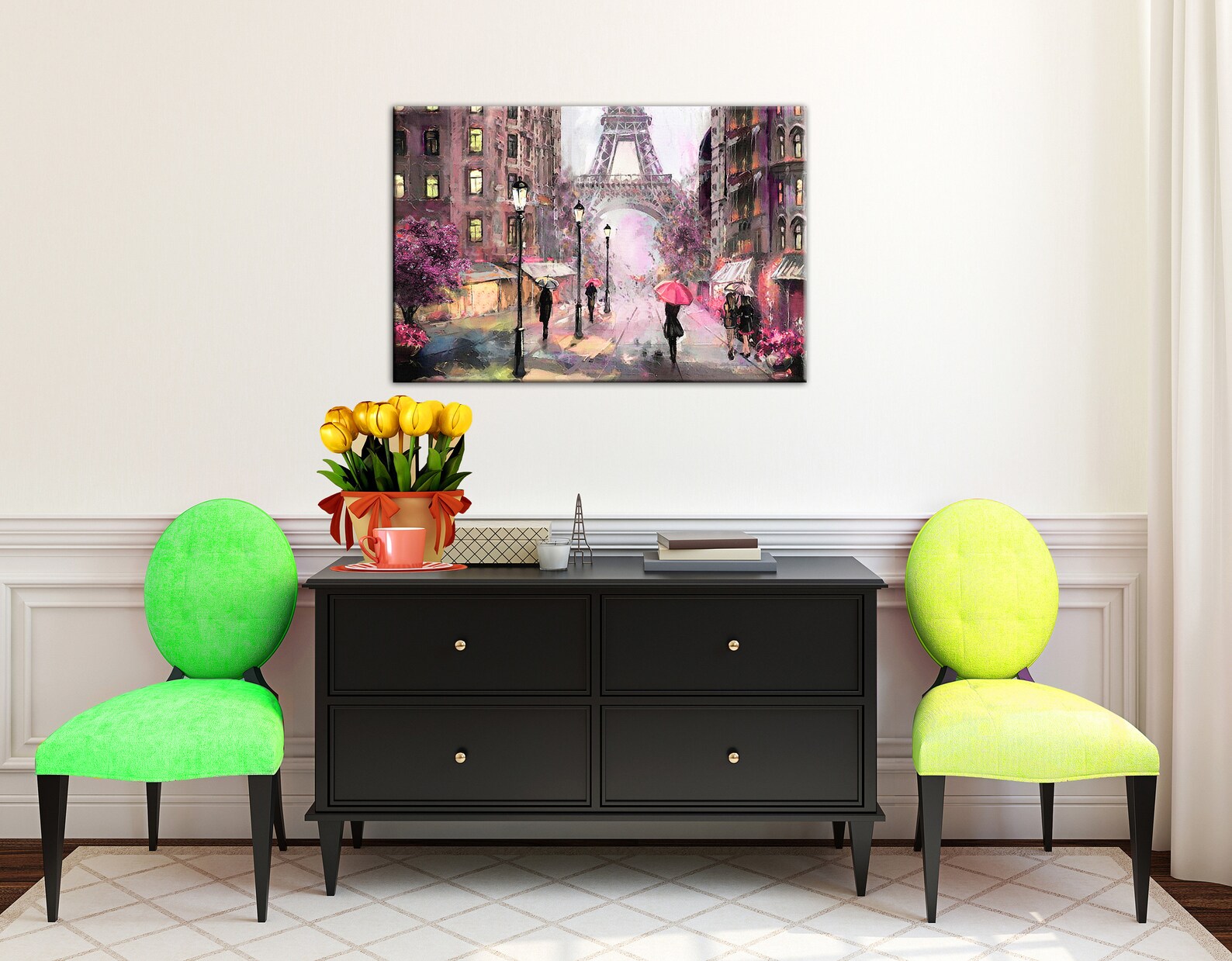 Paris Oil Painting Paris Canvas Wall Art Paris Canvas Art Etsy