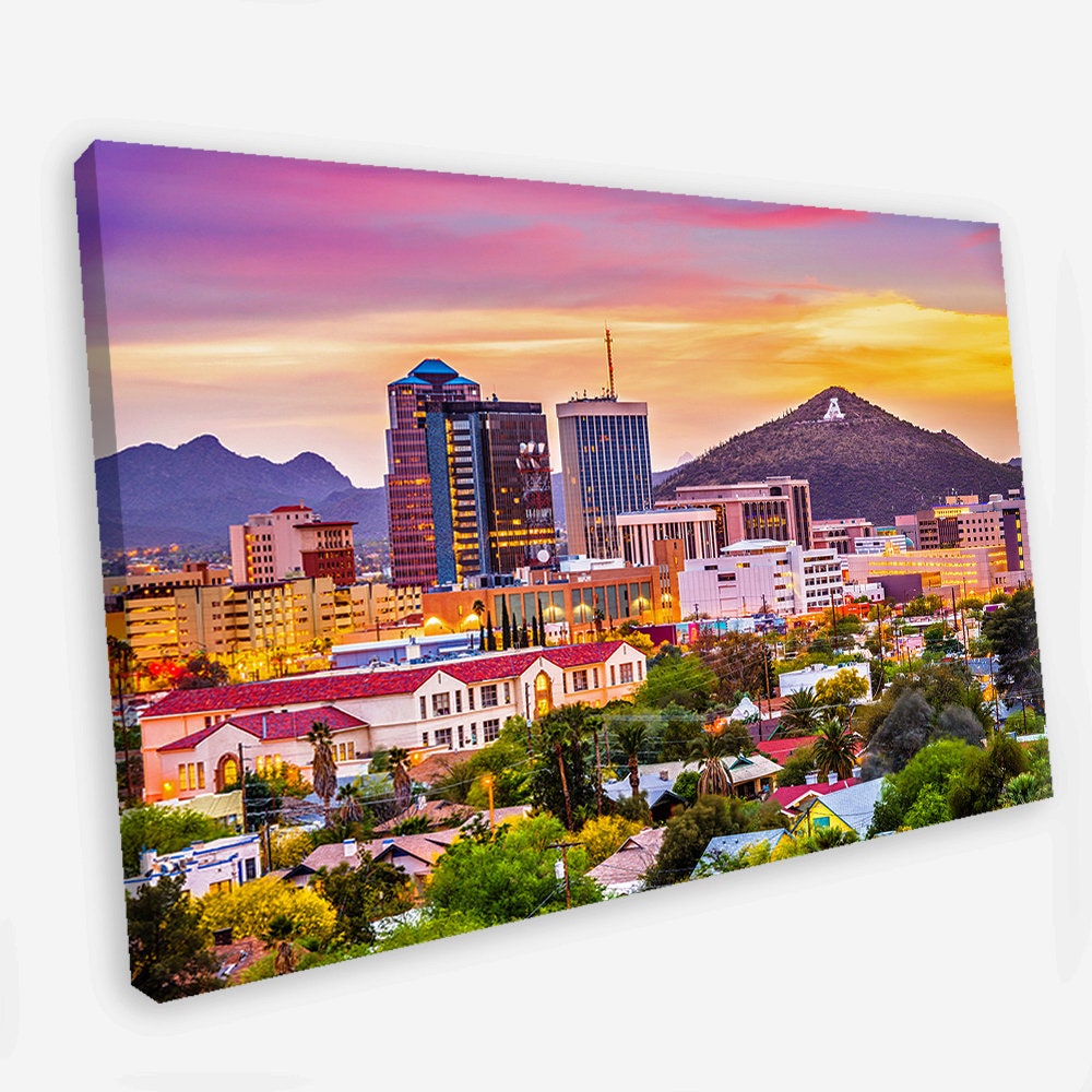 Tucson Skyline Wall Art Arizona Canvas Art Tucson Painting Etsy