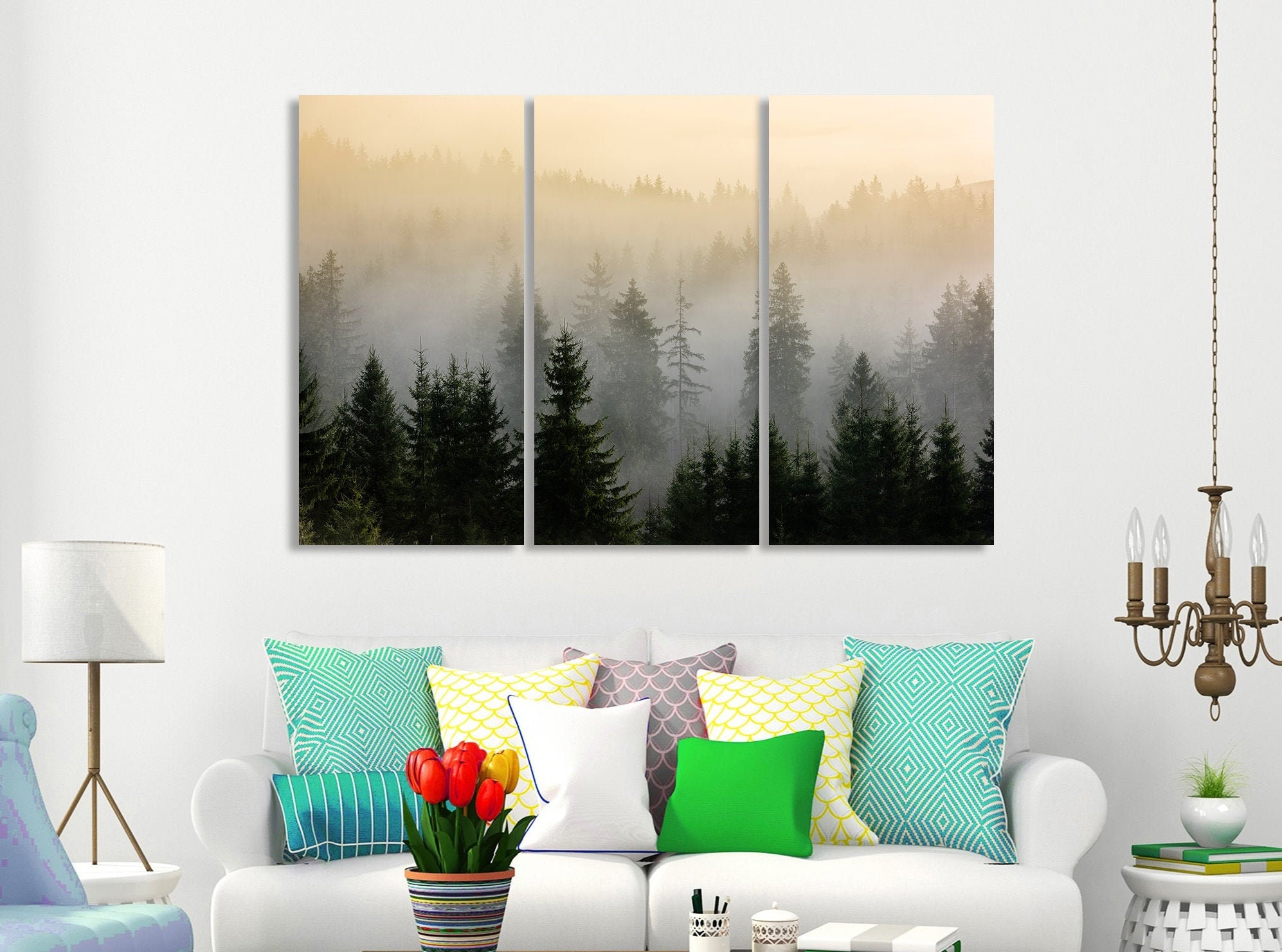 Foggy Forest Canvas Wall Art Forest Tree Print Forest Canvas | Etsy