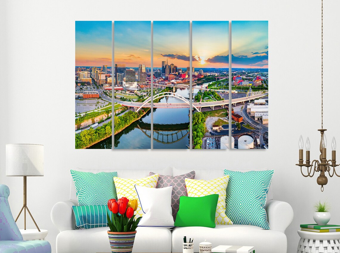 Nashville Skyline Canvas Wall Art Nashville Canvas Art Etsy