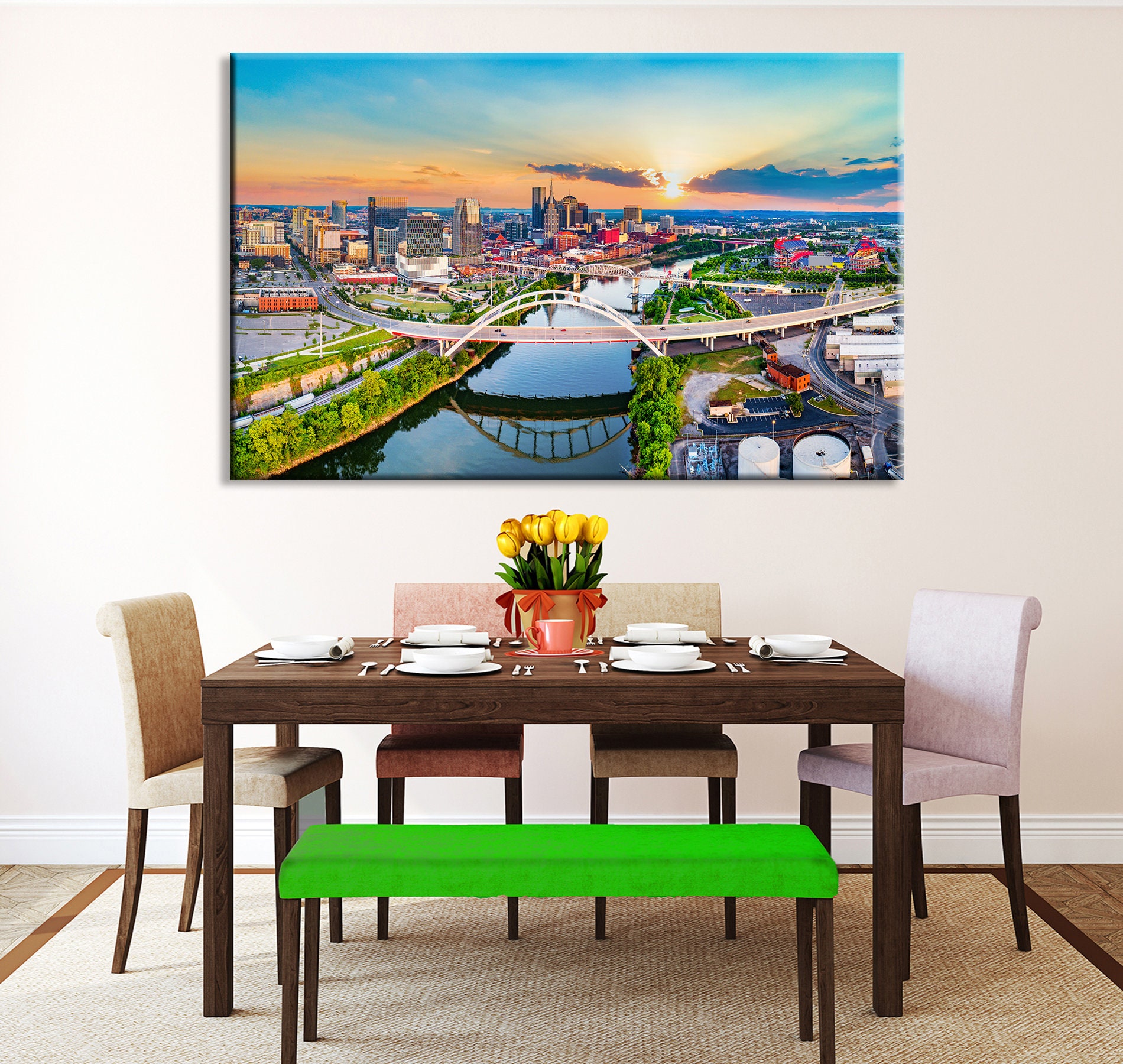 Nashville Skyline Canvas Wall Art Nashville Canvas Art Etsy