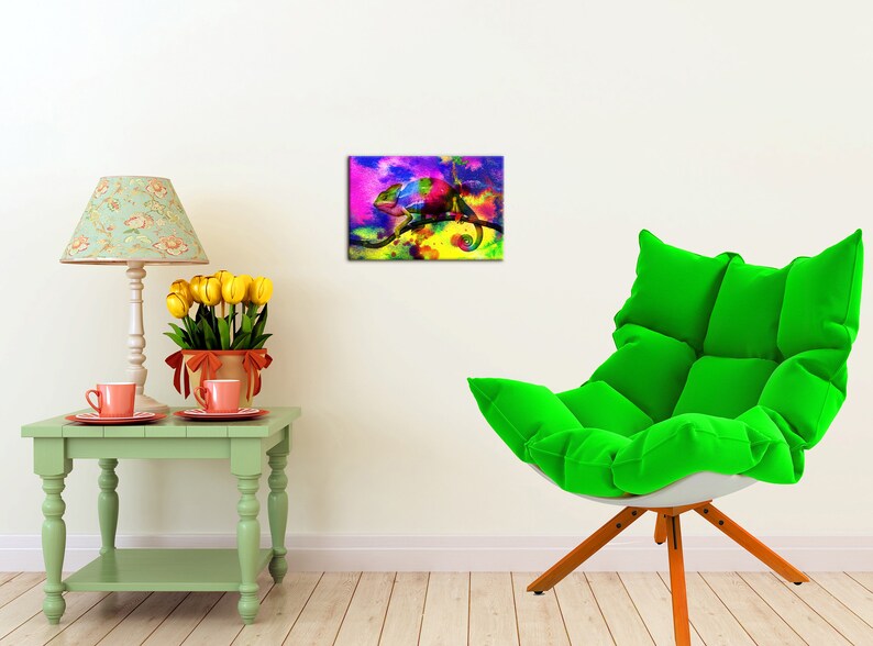 Chameleon Canvas Art Chameleon Oil Painting Chameleon Wall Art Etsy