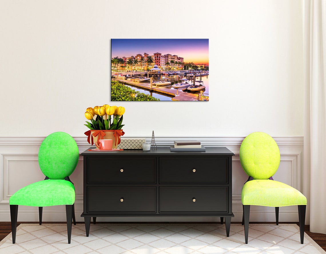 Naples Florida Canvas Wall Art Naples Florida Skyline Naples Etsy