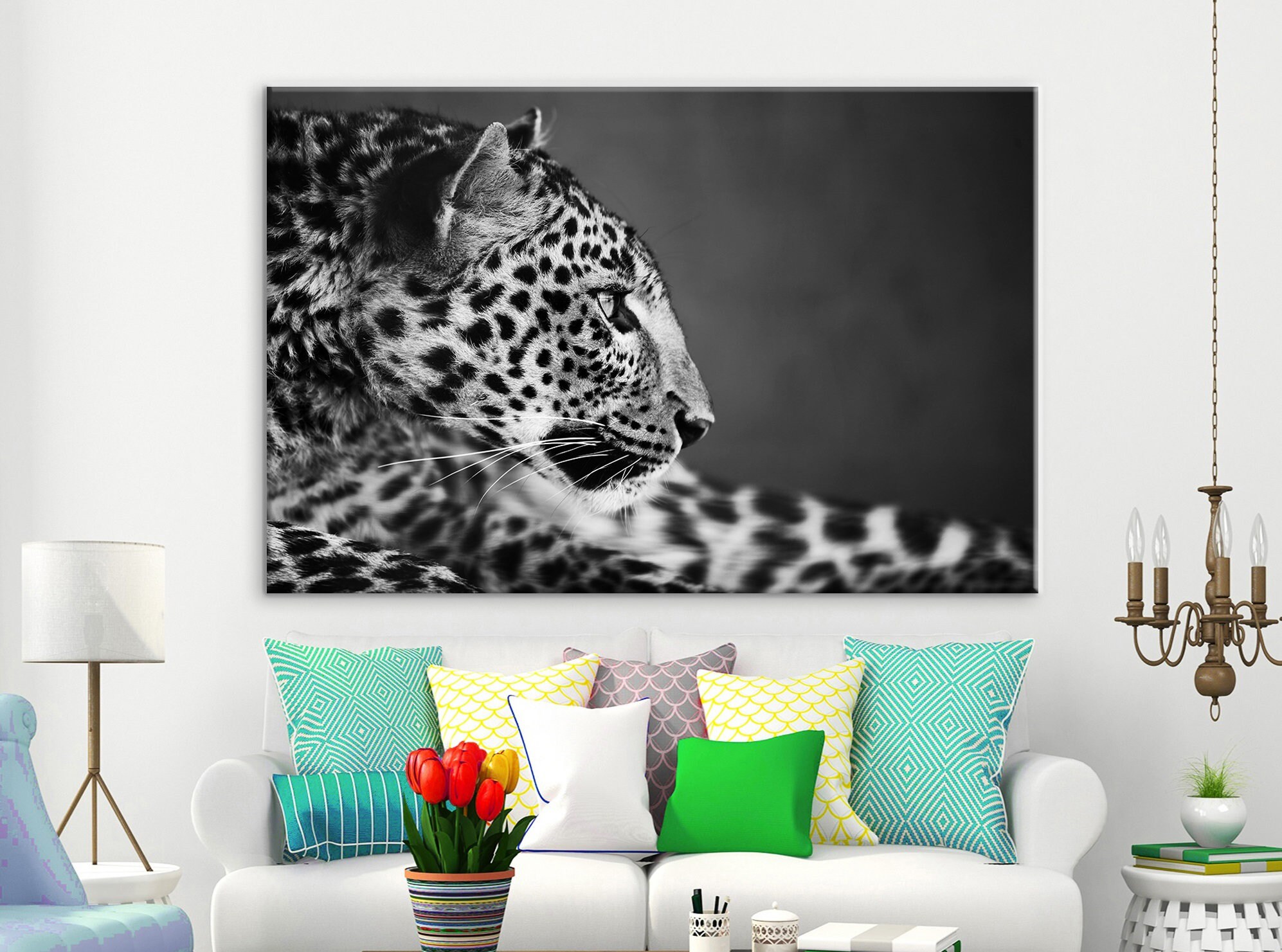 Leopard Canvas Print Leopard Wall Decor Jaguar Print Animals Etsy