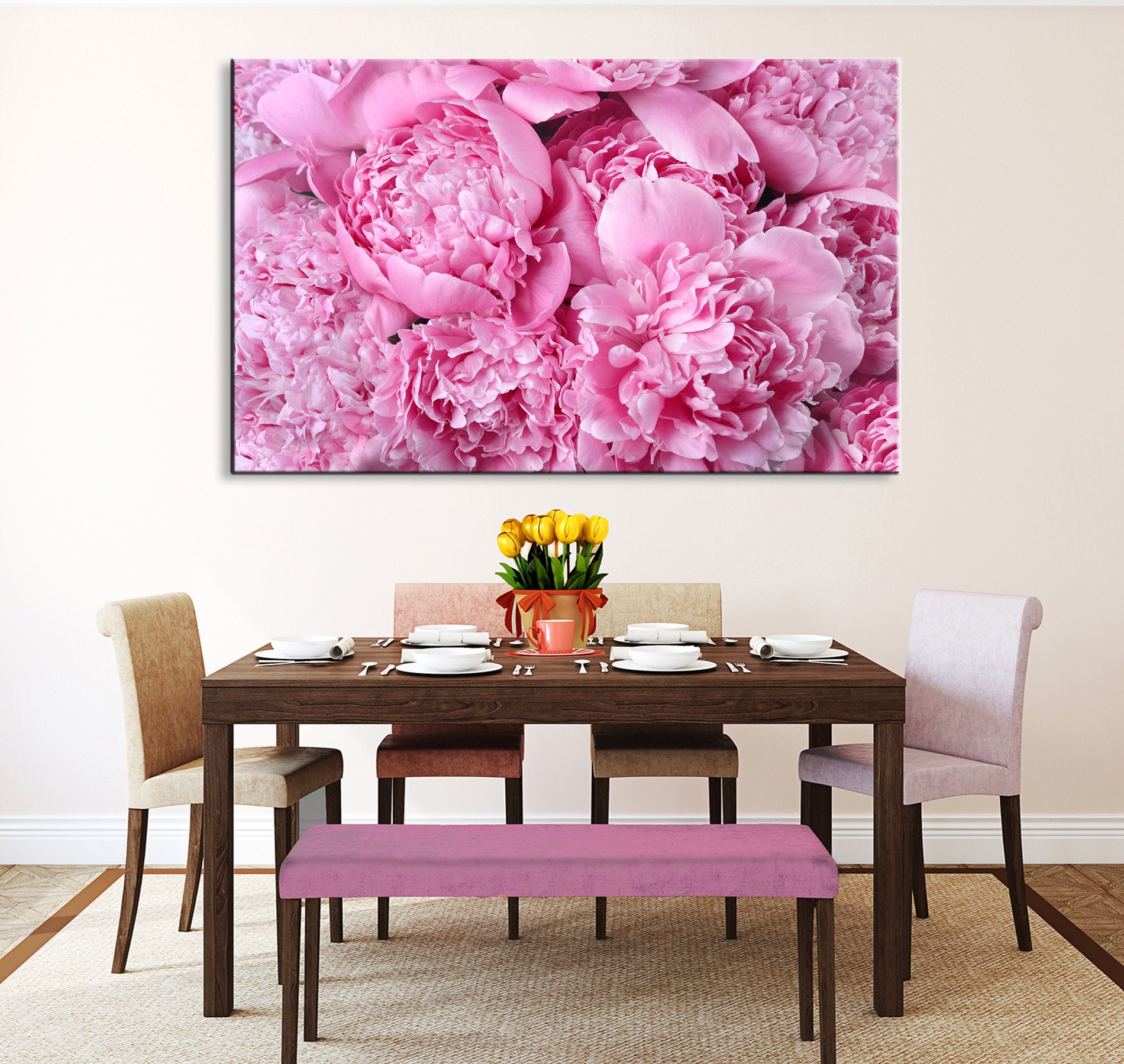 Peony Wall Art Peony Painting Peony Canvas Art Peony Wall Etsy