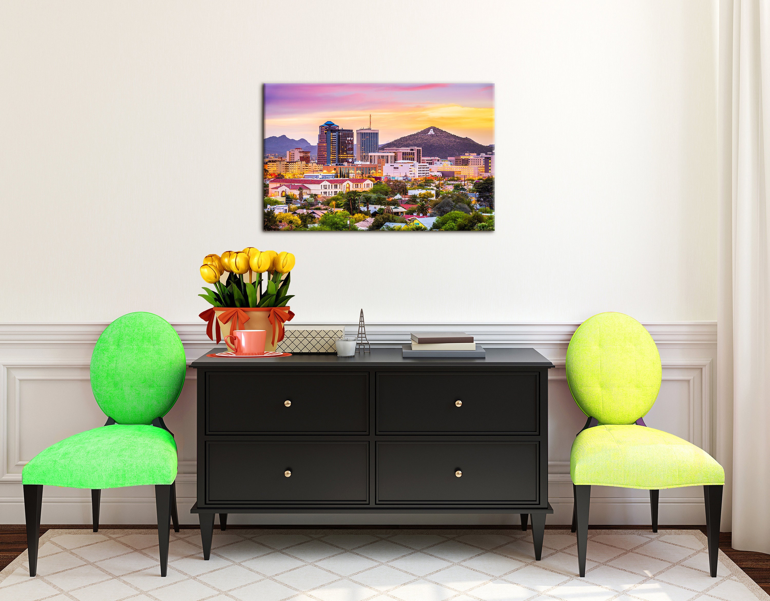 Tucson Skyline Wall Art Arizona Canvas Art Tucson Painting Etsy