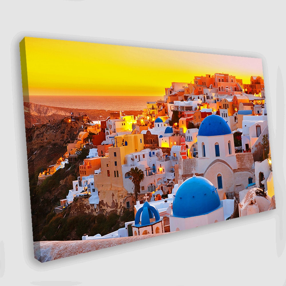 Santorini Canvas Art Santorini Greece Print Santorini Canvas Etsy