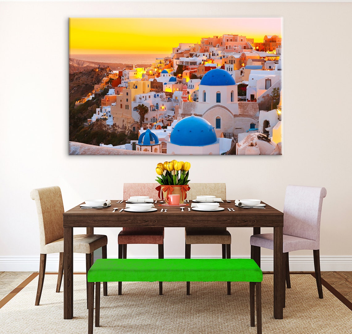Santorini Canvas Art Santorini Greece Print Santorini Canvas Etsy