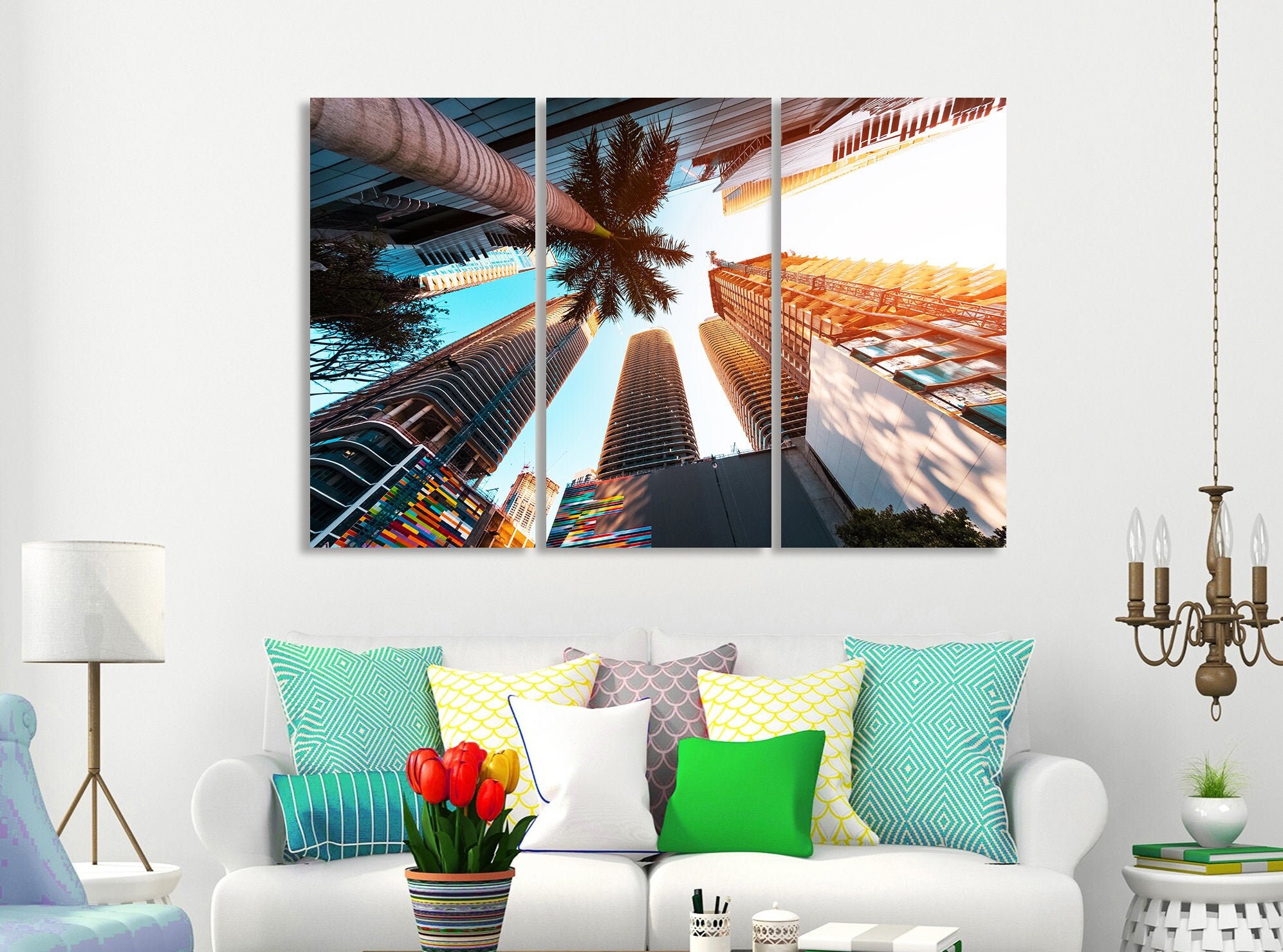 Miami Beach Wall Art Miami Canvas Art Palm Tree Canvas Print Etsy