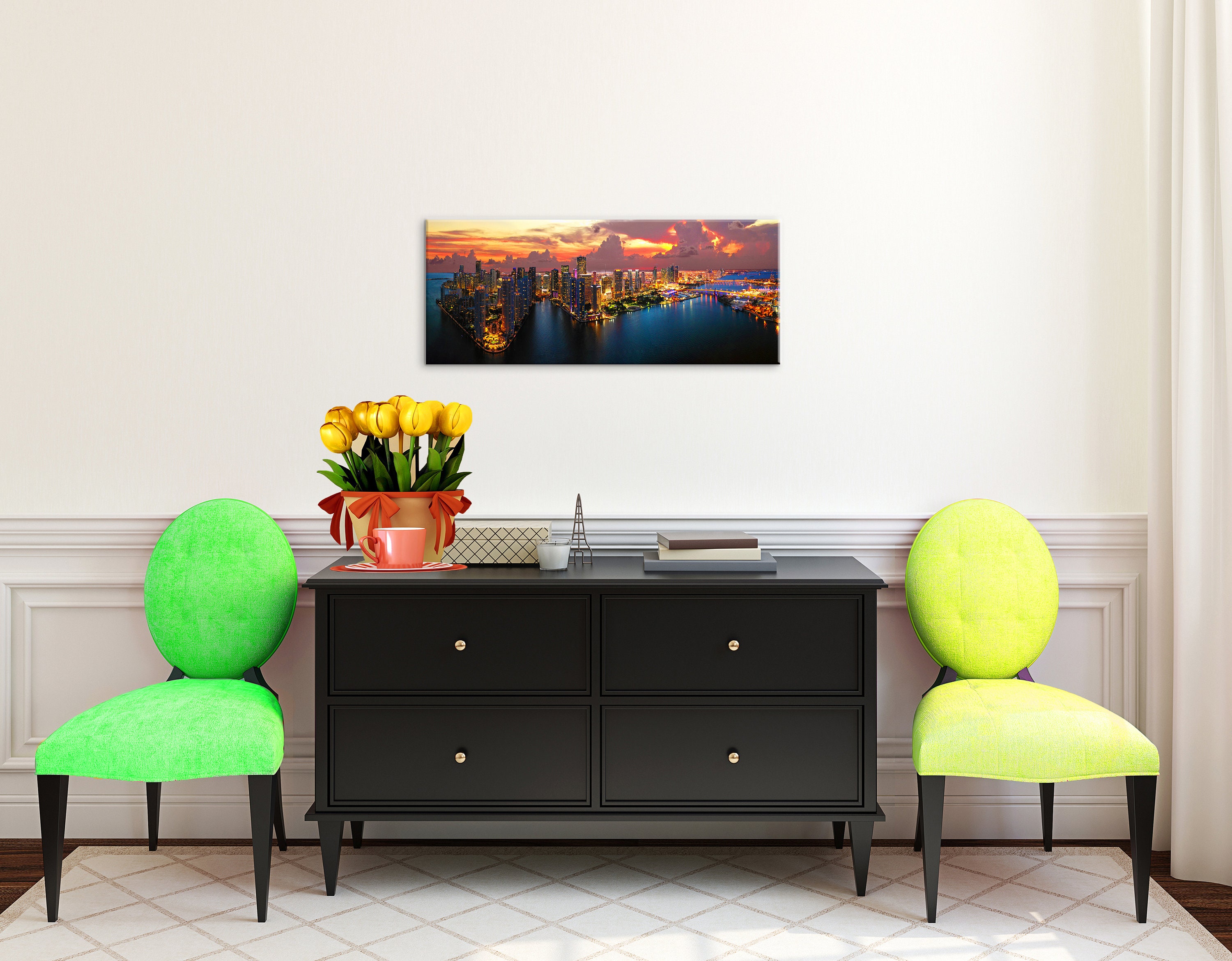 Miami Downtown Canvas Art Miami Panoramic Wall Art Miami Wall | Etsy