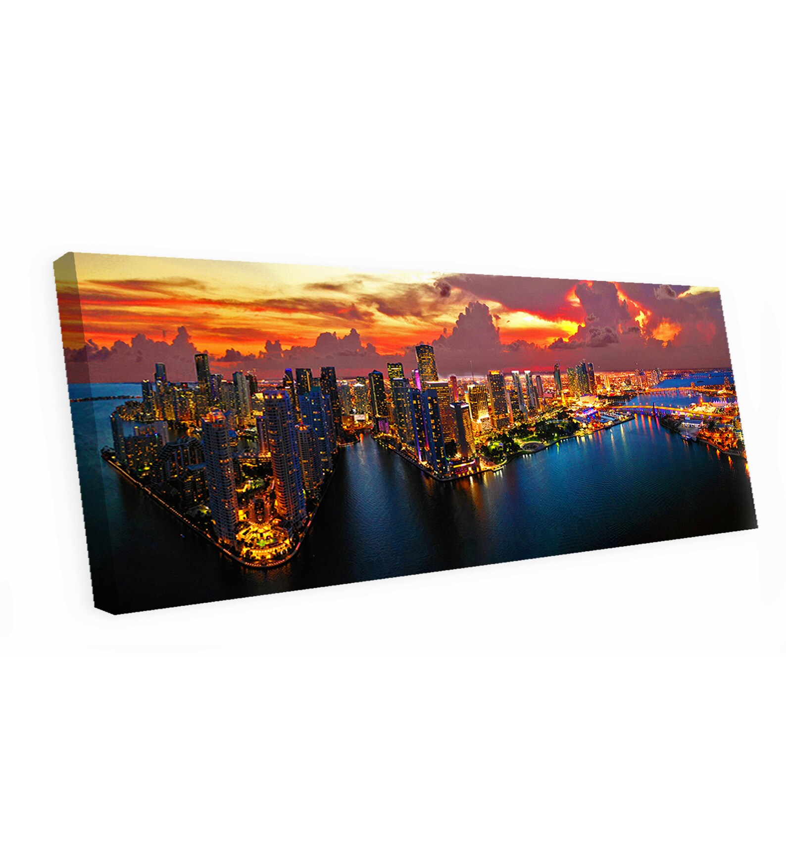 Miami Downtown Canvas Art Miami Panoramic Wall Art Miami Wall Etsy