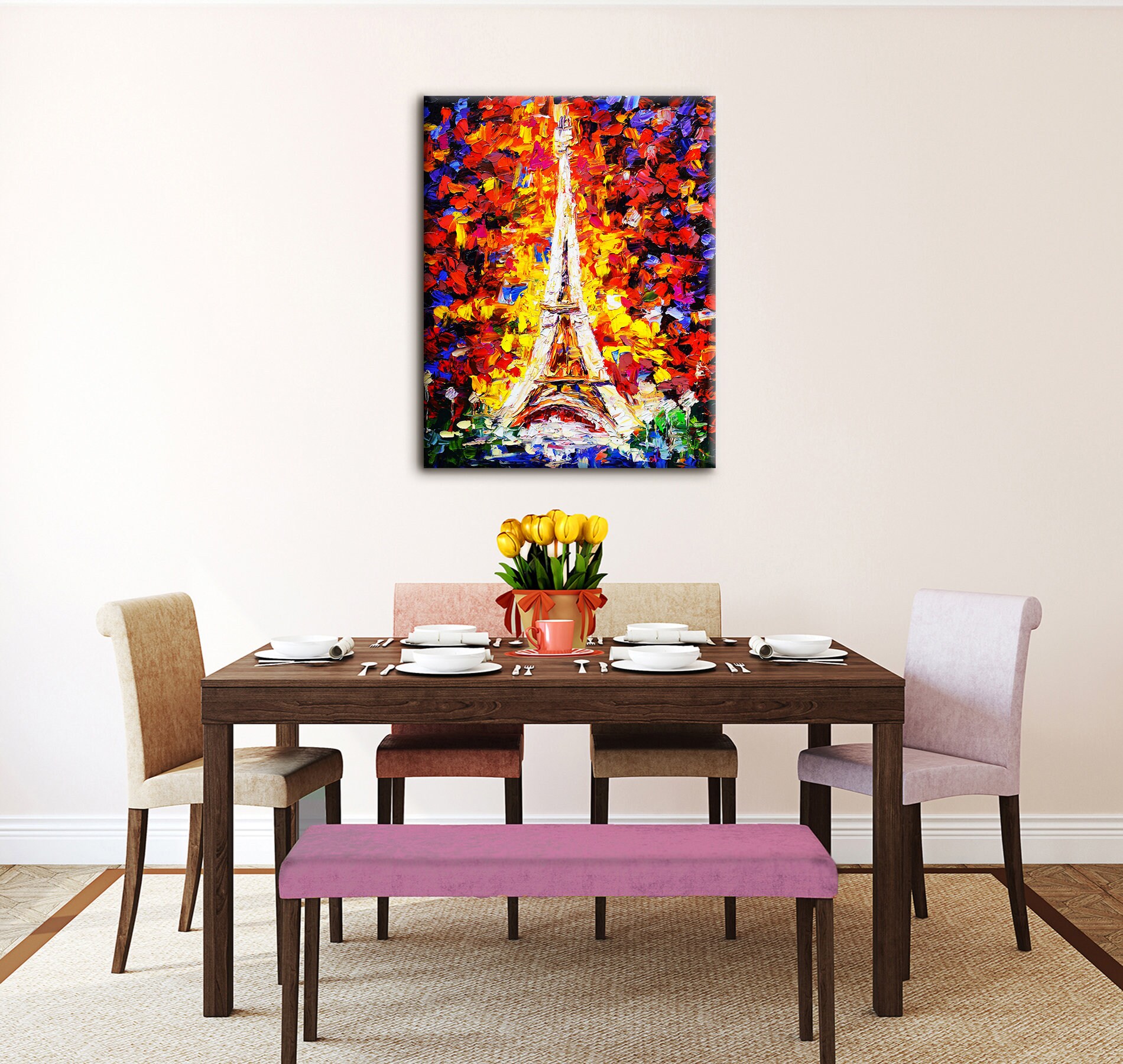 Eiffel Tower Wall Art Abstract Canvas Art Eiffel Tower Print Etsy