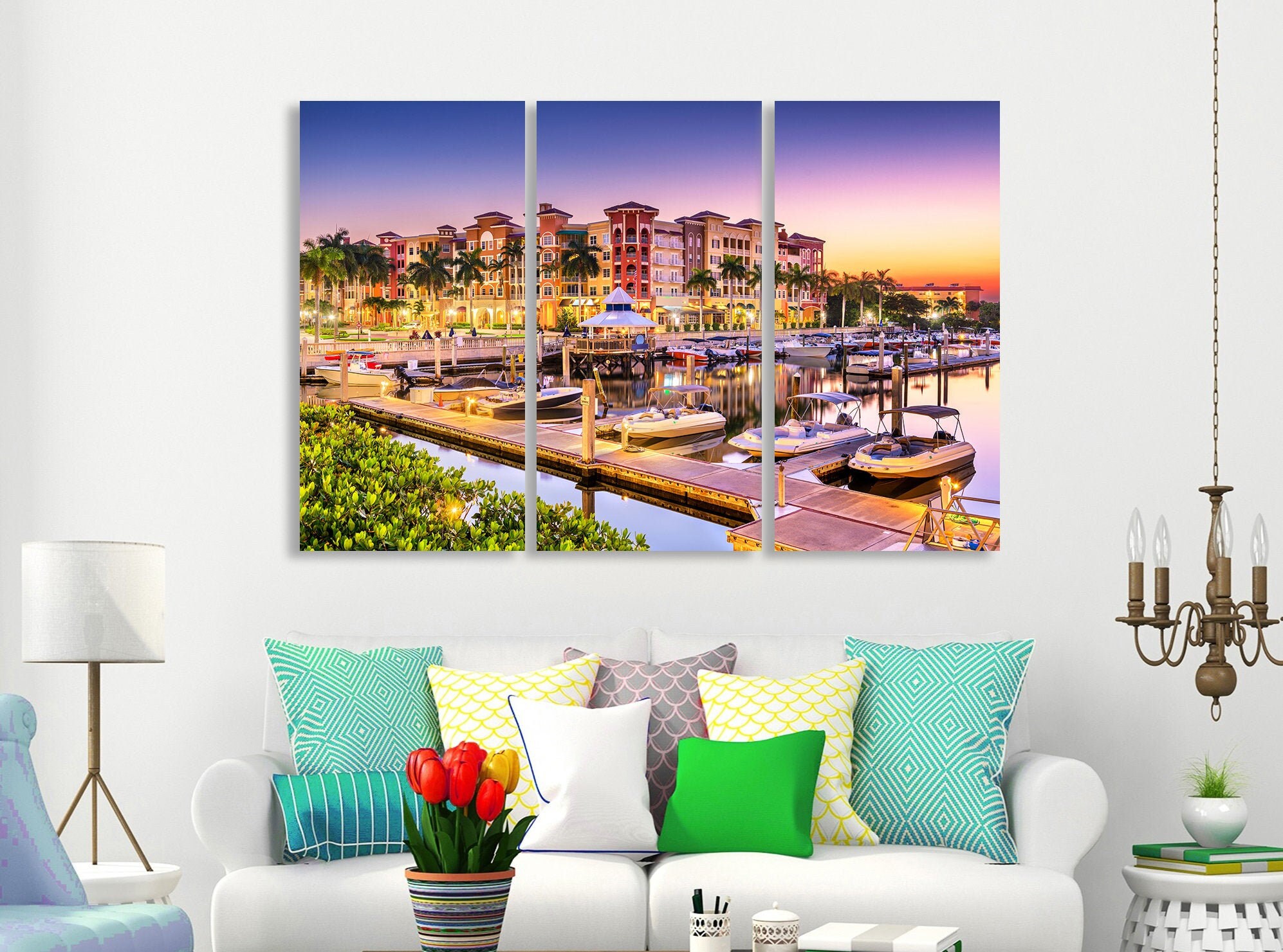 Naples Florida Canvas Wall Art Naples Florida Skyline Naples Etsy