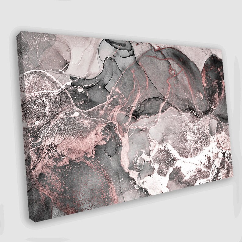 Gray and Pink Abstract Canvas Art Gray Abstract Painting Etsy