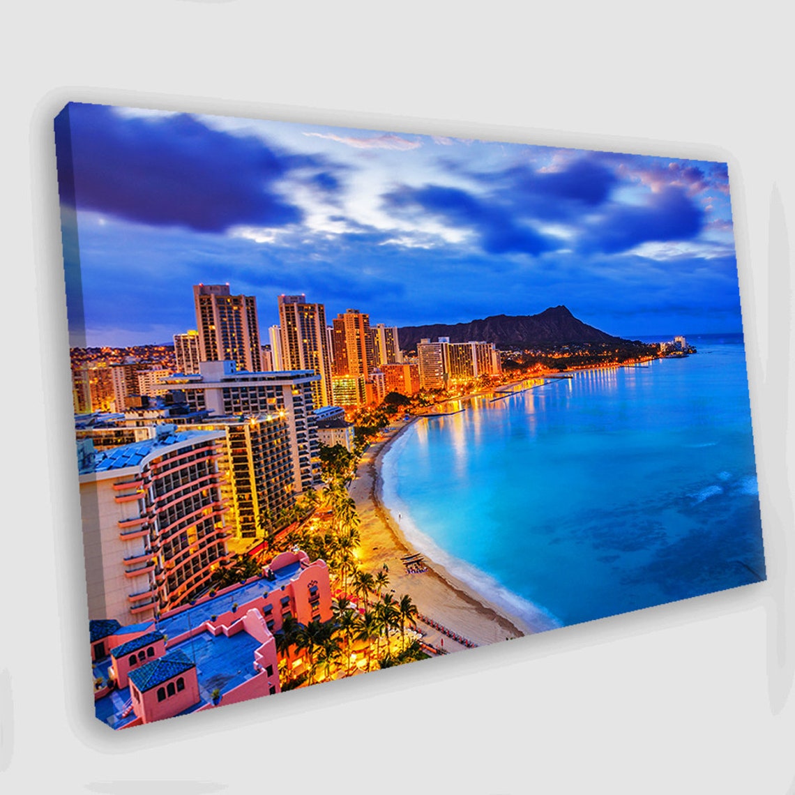 Honolulu Hawaii Canvas Art Waikiki Beach Hawaii Wall Art Etsy