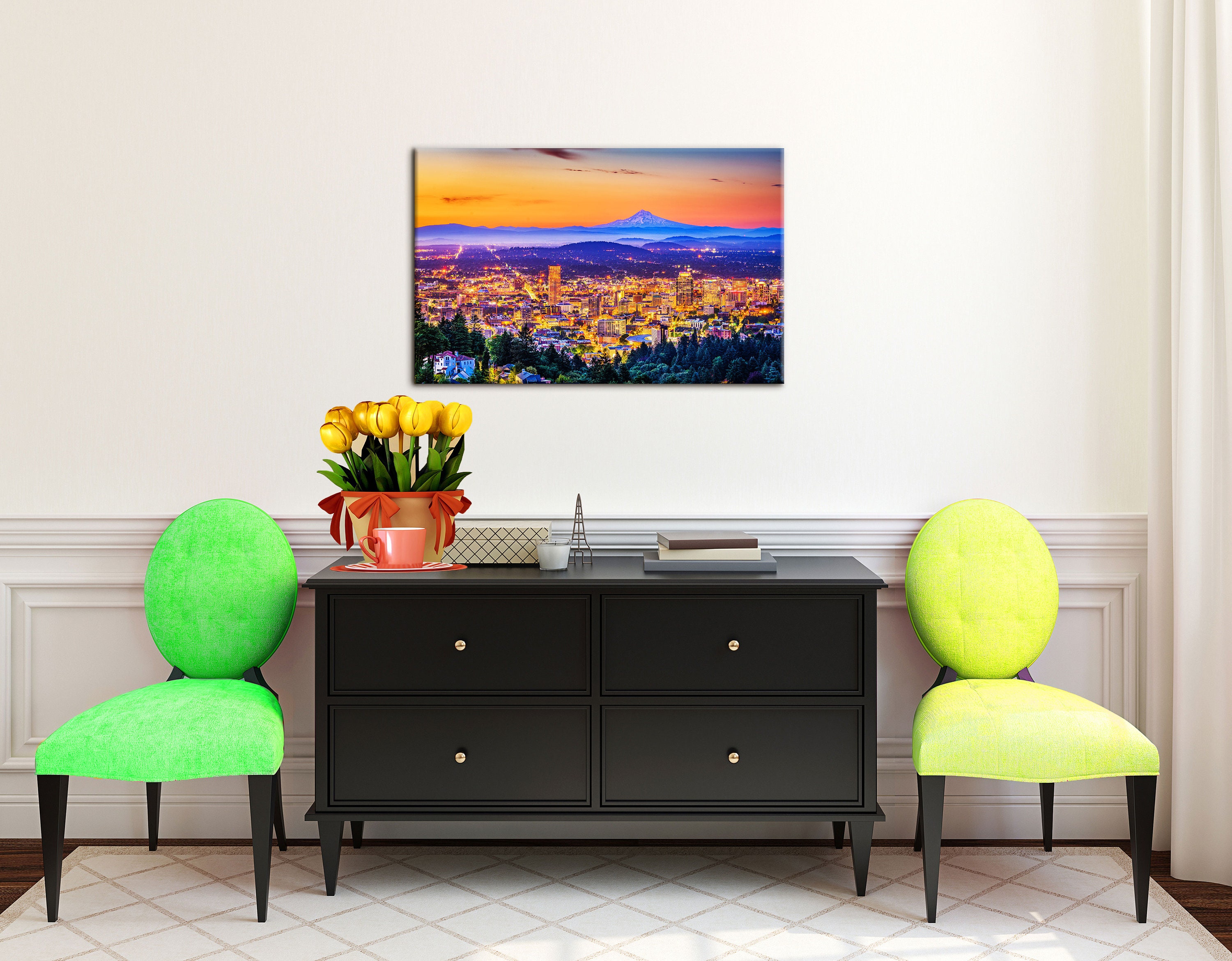 Portland Skyline Wall Art Portland Oregon Canvas Art Portland Etsy