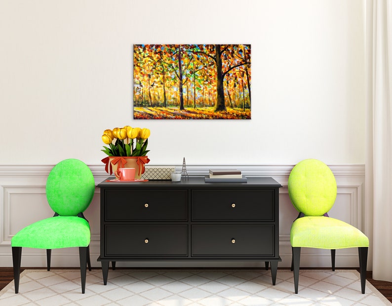 Autumn Forest Canvac Art Oil Painting Nature Canvas Wall Art Trees Wall Art Autumn Forest Oil Painting Trees Wall Decor Oil Trees Wall Decor