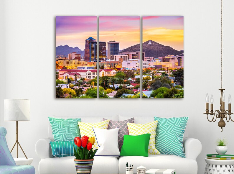 Tucson Skyline Wall Art Arizona Canvas Art Tucson Painting Etsy