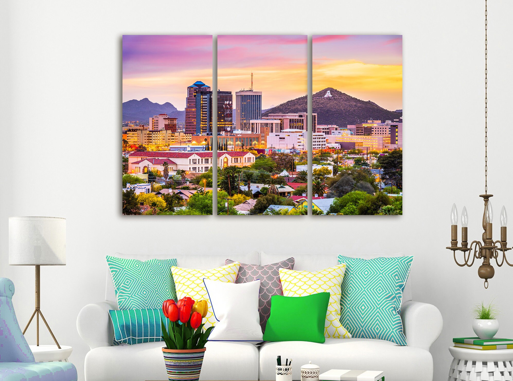 Tucson Skyline Wall Art Arizona Canvas Art Tucson Painting Etsy