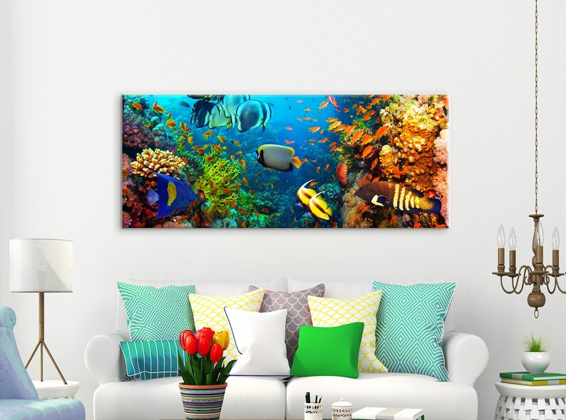 Coral Reef Canvas Art Canvas Wall Art Coral Reef Prints Coral Etsy