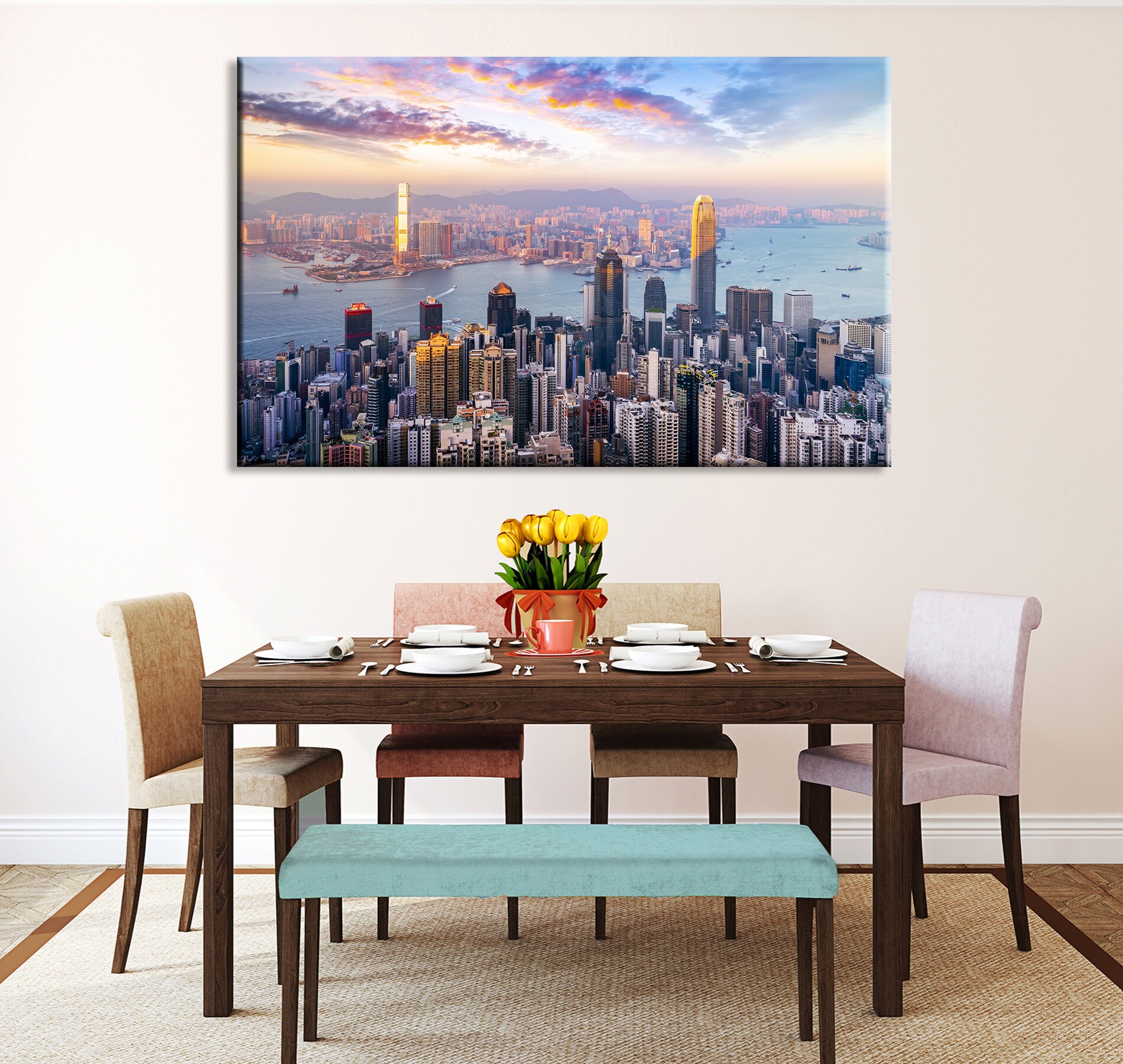 Hong Kong Canvas Art Hong Kong Wall Art Hong Kong Photo Hong Etsy