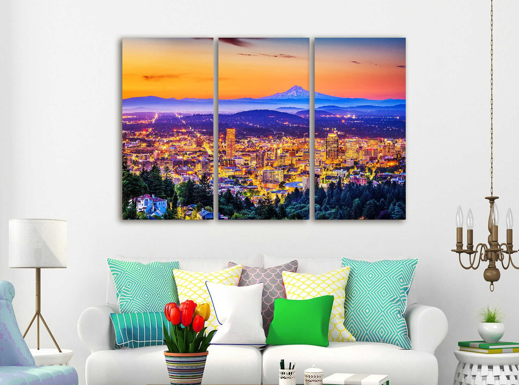 Portland Skyline Wall Art Portland Oregon Canvas Art Portland Etsy