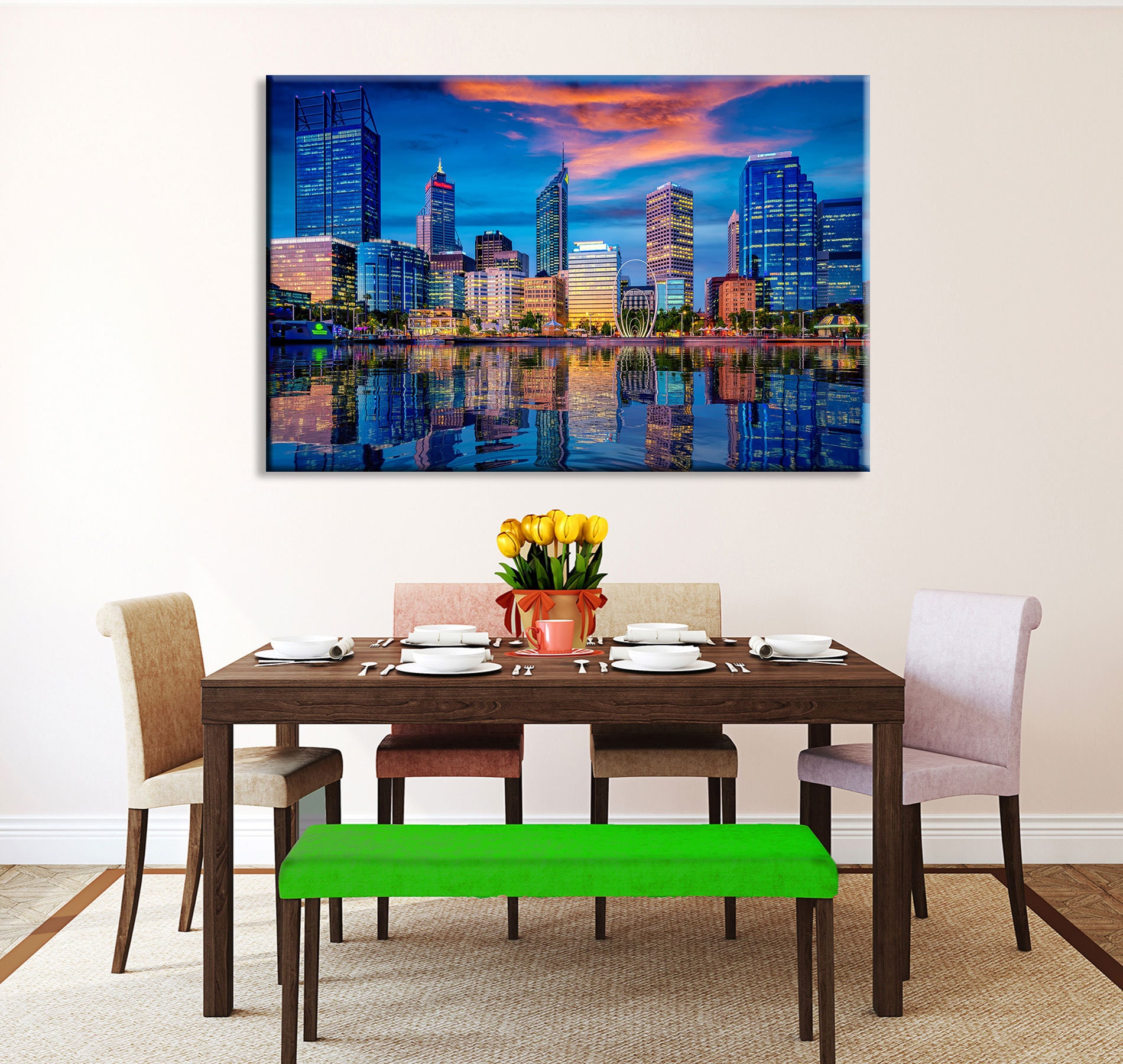 Perth City Skyline Australia Canvas Art Perth Wall Art Etsy