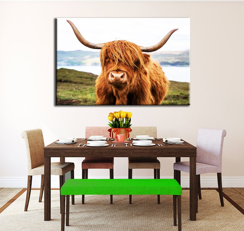 Highland Cow Canvas Wall Art Highland Cow Canvas Art Highland Etsy