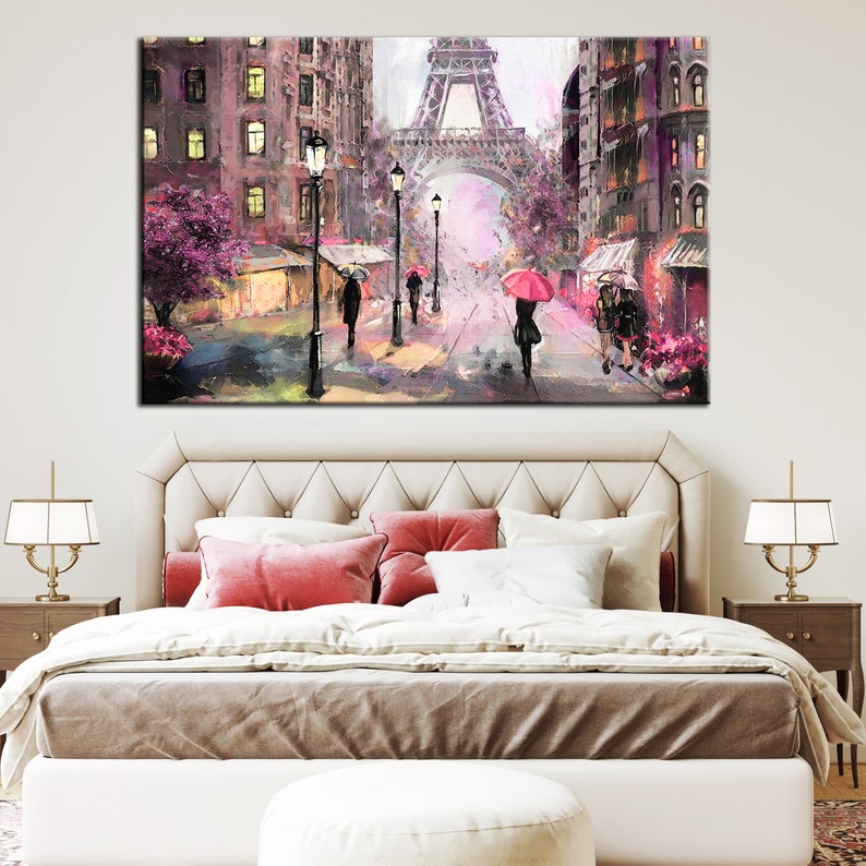 Paris Oil Painting Paris Canvas Wall Art Paris Canvas Art Etsy